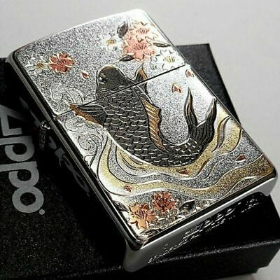 Zippo Japanese Carp Electroforming Oil Lighter Silver Brass Beautiful Japan New 2