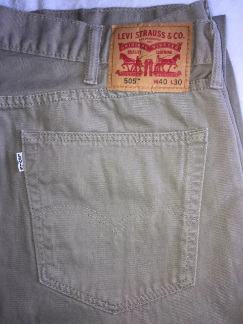 LEVIS 505 Jeans Mens 40X30 Regular Fit Straight Leg Khaki Tan Wash EUC