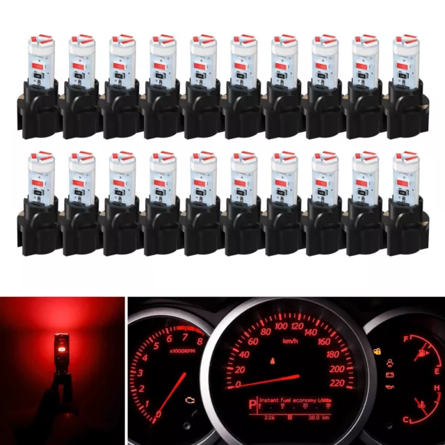 20X T5 Red 3014 Led Instrument Gauge Cluster Dash Light Bulbs W/ Sockets