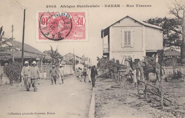 Senegal: 1908: post card Dakar, rue Vincena to Paris