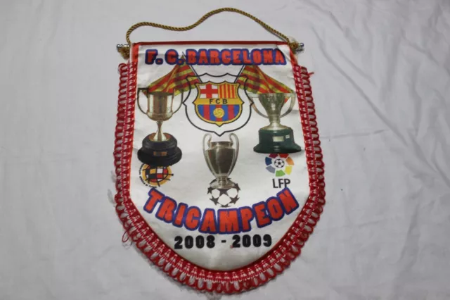 Banderin De Futbol F.c Antiguo Del F.c Barcelona Como Tricampeon 2008 2009