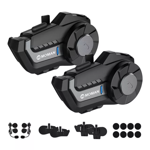 MOMAN H2 Motorcycle Helmet Headset Wireless Intercom 2 Pack Communicate System