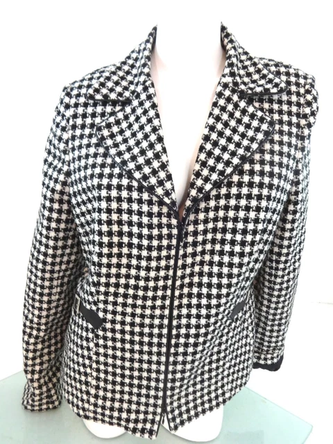 NEVA da Donna Nero Tweed Misto Lana Giacca Blazer Adolescenti Misura 17