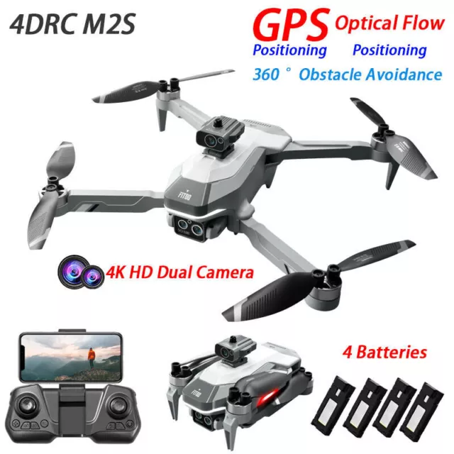 4DRC M2S RC Drone GPS 4K Dual Camera 360°Obstacle Avoidance Quadcopter 4 Battery