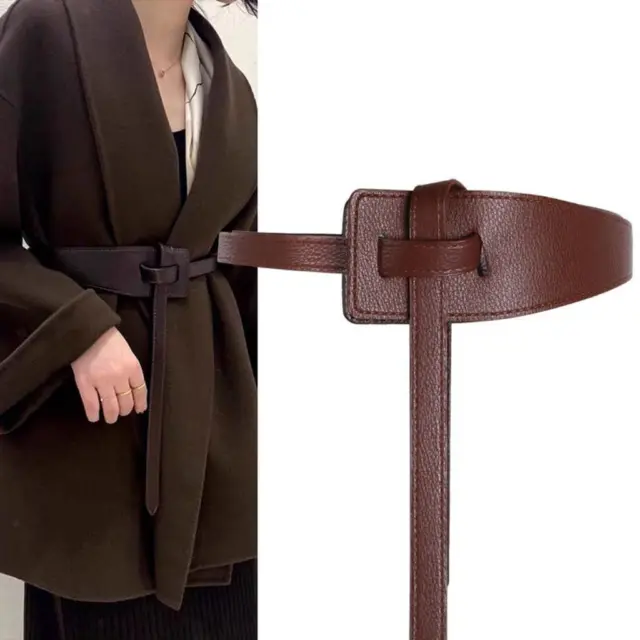 Women's Leather Belt Dress Belts For Women Coat Belt Fits Waist Coffee