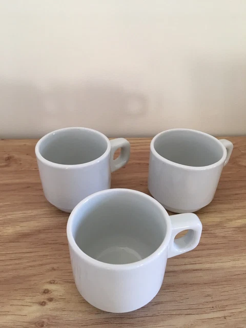 Lot 3 Tasses à Café Expresso Empilables Porcelaine Blanche
