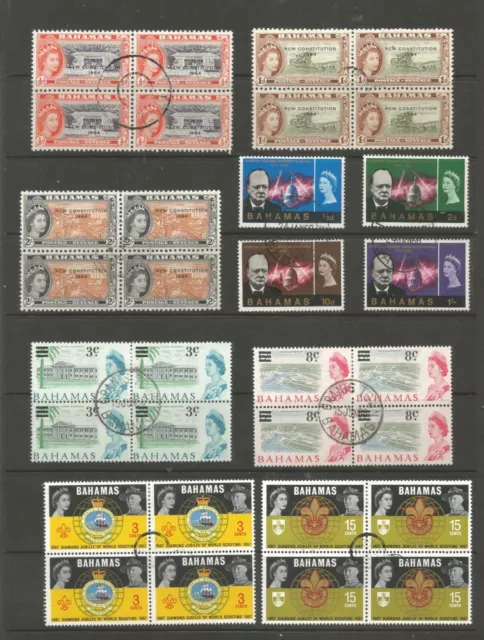 BAHAMAS QEII fine used selection of blocks & a pair see the 2 scans