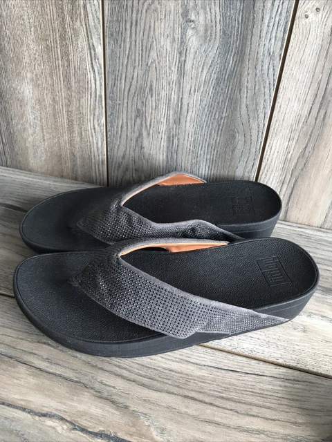 FitFlop Ritzy Toe Thong Sandals Flip Flops Pewter Size 11 M57-054 2