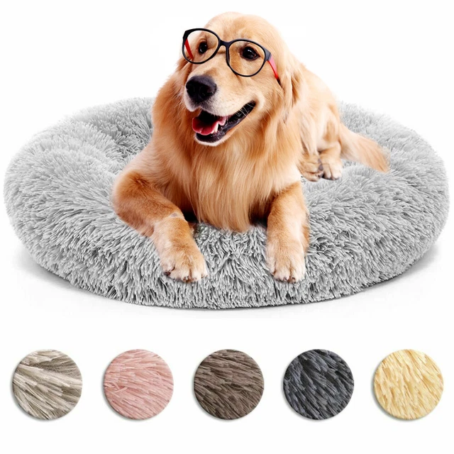 Donut Plush Cat Dog Puppy Calming Sleeping Bed Mat Round Nest Warm Soft Flufy