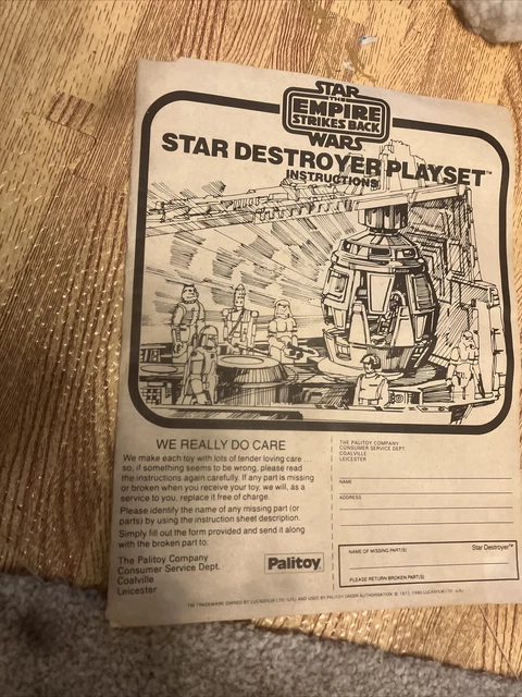 Star Wars Darth Vader Star Destroyer Instruction Sheet Palitoy Vintage 1980 Esb