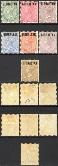 Gibraltar SG1/7 Set of 7 M/M some with hinge remainders Cat 1200 pounds