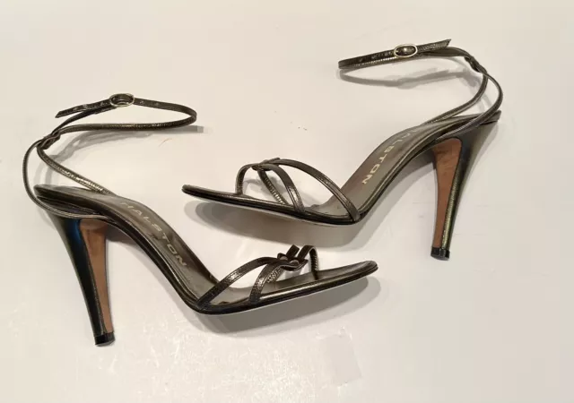 Vintage Halston 80s SZ 8 Metallic Leather Strappy Ankle Sandals Studio 54 Daisy Vintage Halston 80s SZ 8 Metallic Leather Strappy Ankle Sandals Studio 54 Daisy