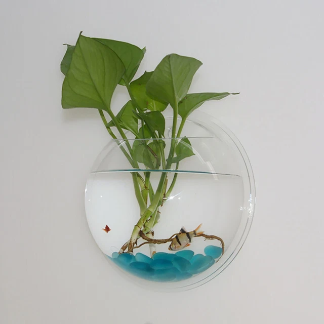 Mounted Fish Bowl Betta Tank Fish Plants Tank Hanging Bowl Plant Vase Decor Pot