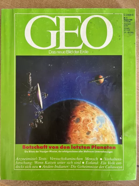 Geo Heft Nr. 8/August 1989, Titelthema: Botschaft von den letzten Planeten