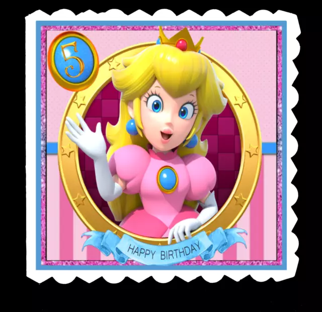Princess peach Super Mario bros any age handmade 3D birthday card granddaughter