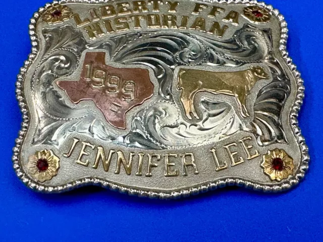 Liberty Texas FFA Historian Superior Trophies Nickel Silver Trophy belt buckle 3