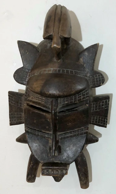 Beautiful Old Senufo People Large Wood Mask With Bird  - From Ivory Coast
