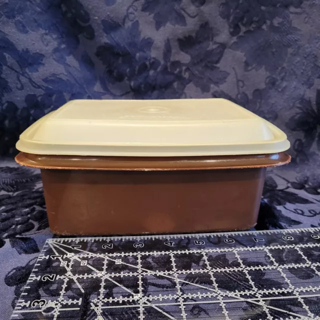 Vintage TUPPERWARE 1254-4 FREEZE N SAVE Ice Cream Keeper Brown W/Sheer Seal