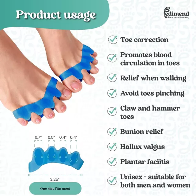 PEDIMEND 1PAIR Gel Toe Corrector for Bunions Hammer Toe / Claw Toe Straightener
