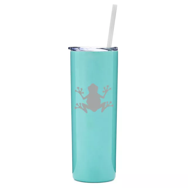 20 oz Skinny Tumbler Stainless Steel Insulated Travel Mug w Straw Frog