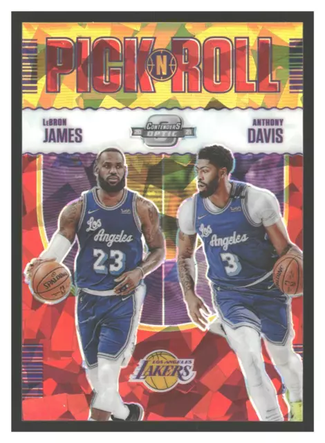 2021-22 Panini Contenders Optic LeBron James Anthony Davis Pick N Roll Red Ice