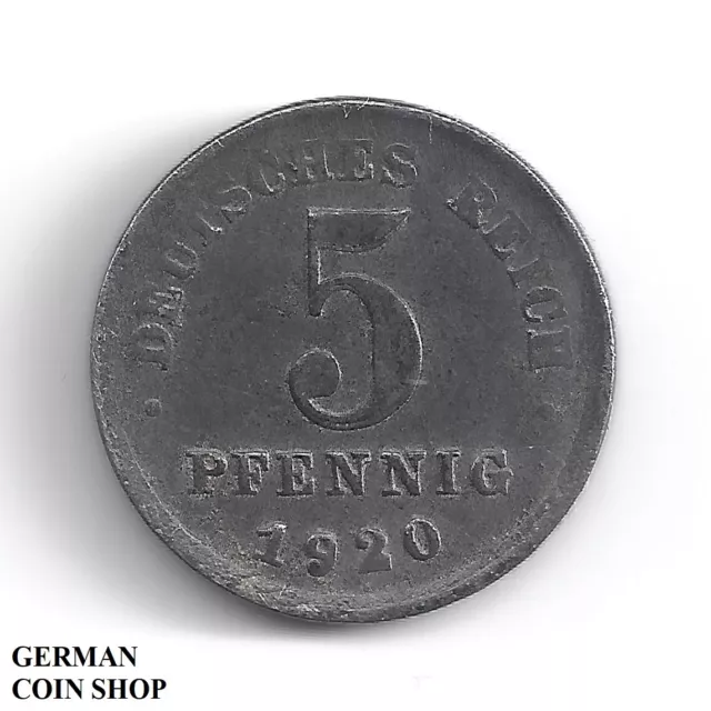 FEHLPRÄGUNG - Doppelprägung 5 Pfennig Eisen 1920 D - SELTEN