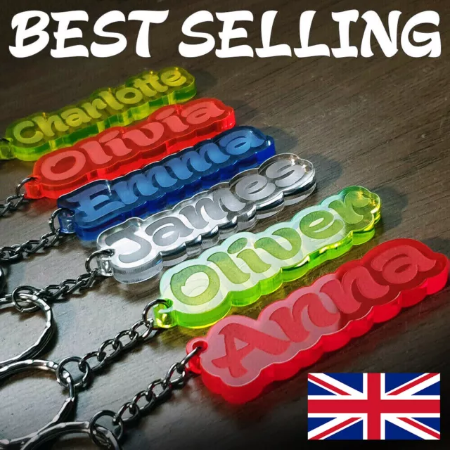 BEST Personalised FROZEN KEYRING KEYCHAIN GIFT ANY NAME LOVE TEACHER LASER WOW