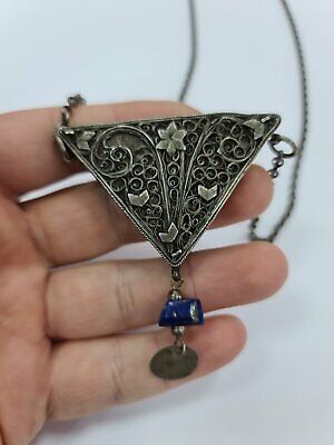 Collectible old Turkish Ottoman silver reliquary amulet pendant 19th century