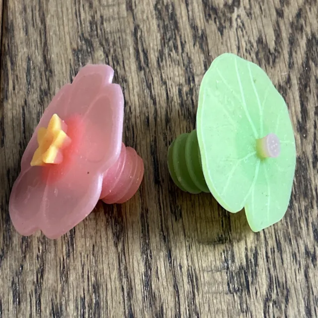 Vintage Pair Charles Viancin Silicon Hibiscus & Lily Pad Flower Wine Stoppers