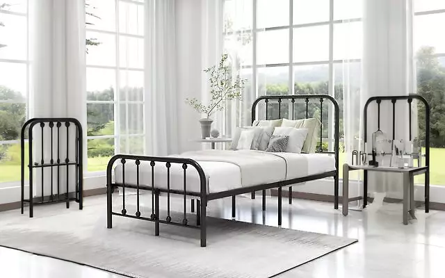 Twin XL Size Elevate Your Bedroom Decor with a Sleek Metal Platform Bed Frame