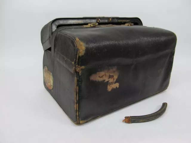 Vtg Asprey 166 bond st London Doctor’s or Travel Bag Black Leather for Restore
