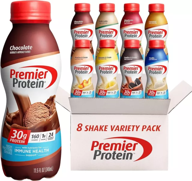 Premier Protein Shake-8 Flavor Variety Pack-30g Protein-1g Sugar-24 Vitamins