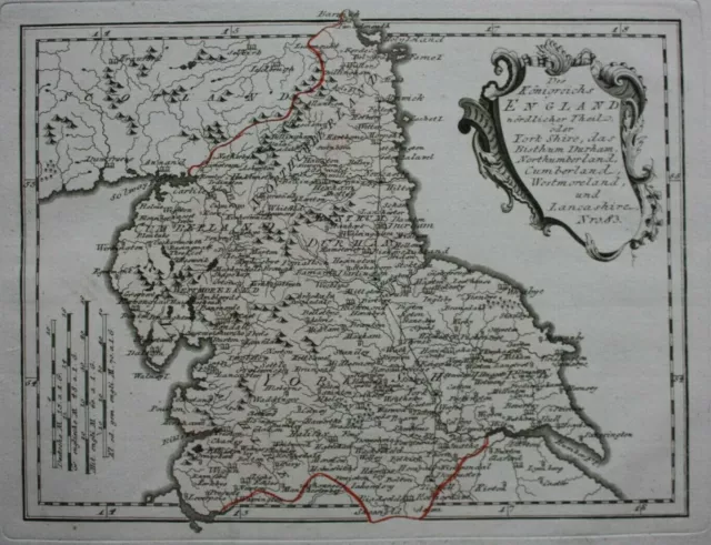 Original antique map, NORTHERN ENGLAND, YORKSHIRE, Von Reilly, c.1790