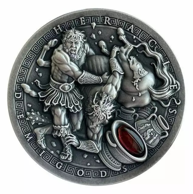 2021 Niue 2 oz Antique Silver Demigods Heracles Ultra High Relief