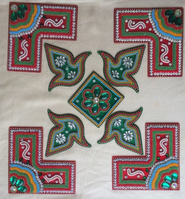 Rangoli Floor Decor pattern acrylic kundan Handmade Traditional Designer Diwali