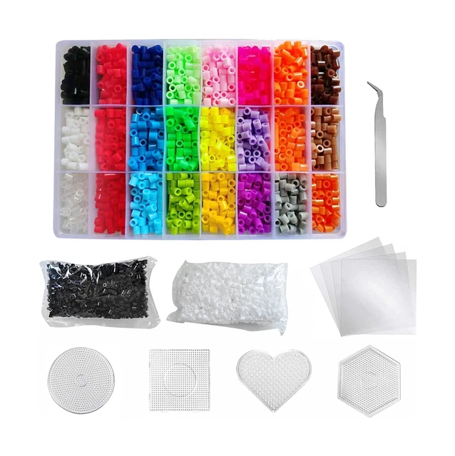 Fuse Beads Kit, 24 Colors 7000 Pcs for Kids Ironing Beads Kit with 4 Pegboard...