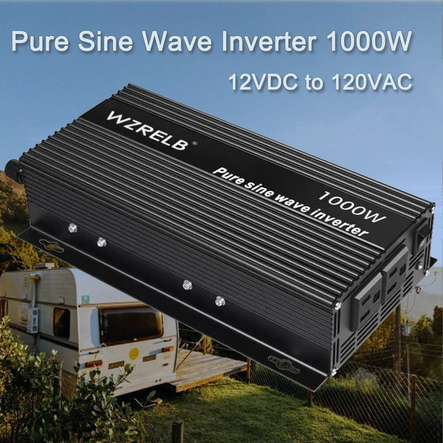 1000W PURE SINE Wave Inverter 12V DC to 120V Power Converter Car Truck