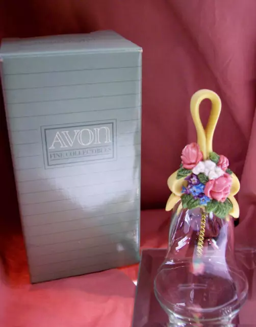 Avon CRYSTAL BELL FLORAL BOUQUET 1989 LE w/Bx *FREE SHIP