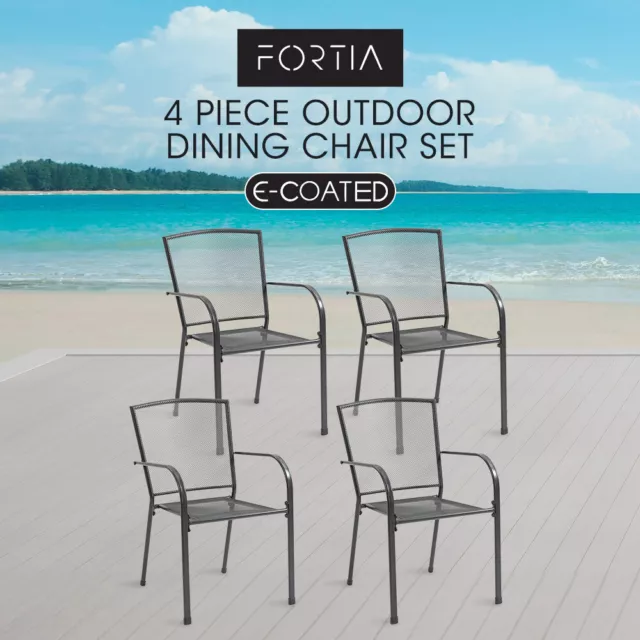 FORTIA 4pc Outdoor Dining Chair Set Exterior Patio Armchair for Outside