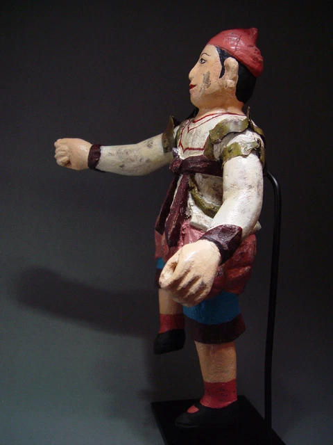 ANTIQUE BURMESE MANDALAY THEATRICAL MALE FIGURE, WOOD ELEMENT. MYANMAR 19th C. 6