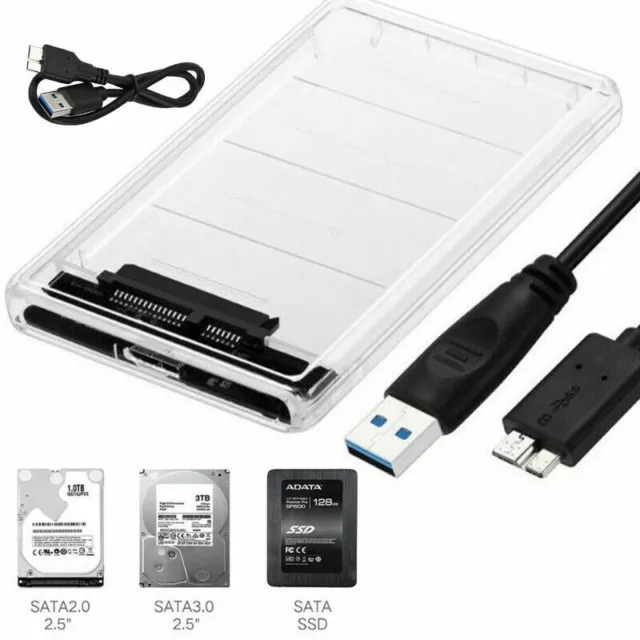 USB 3.0 to SATA Enclosure Caddy Case For Hard Drive 2.5" Inch HDD / SSD UK