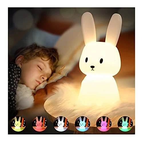 SOLIDEE Lapin Veilleuse Bebe Tactile 7 Couleurs |USB Rechargeable Peut être C...