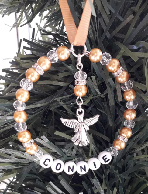 Personalised Christmas Tree Decoration - Various Colours/Charms - Pearl/Crystal
