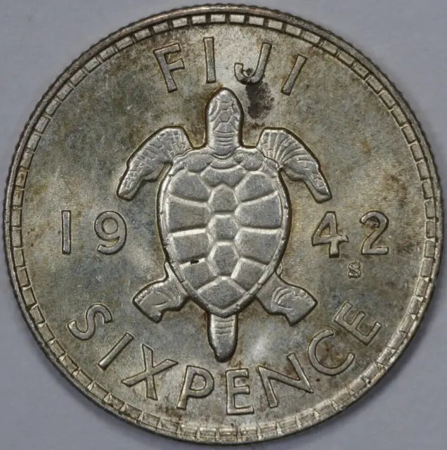 1942 S Fiji 6 Pence, Uncirculated