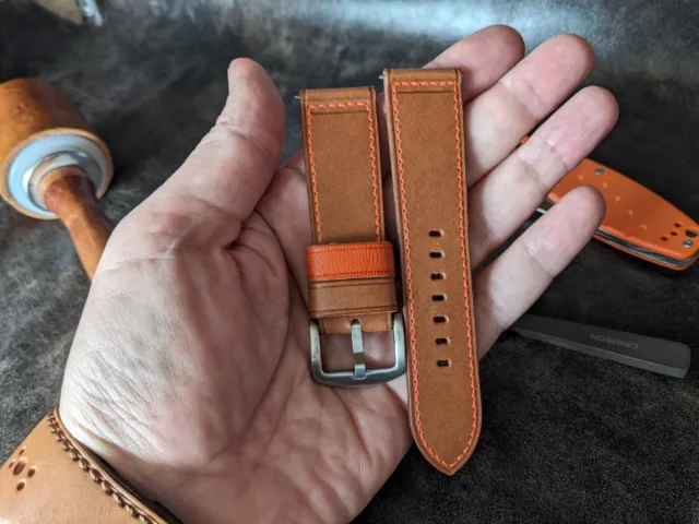 Handmade Watch Strap. Light Brown Watch Band. 22mm 24mm 26mm leather watch strap