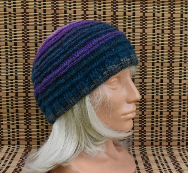 crocheted colorful autumn beanie, handmade women unlined hat, knit winter cap