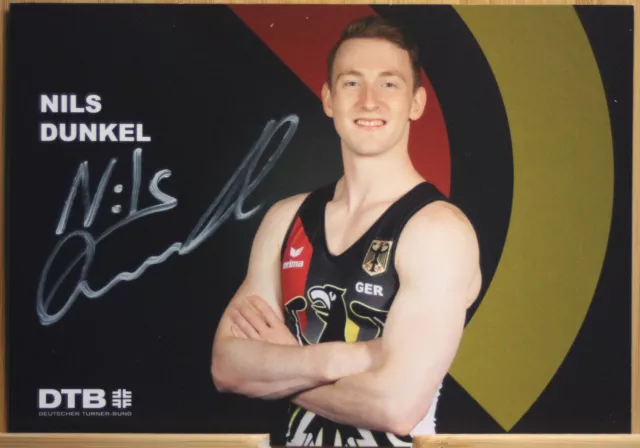 Nils Dunkel Orig Autogramm signiert Turner Turnen DTB WM EM Olympia - AK