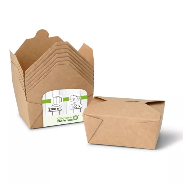 Boîtes en carton à emporter 1200ml, 300 St, Boîtes à emporter pour plats chauds,