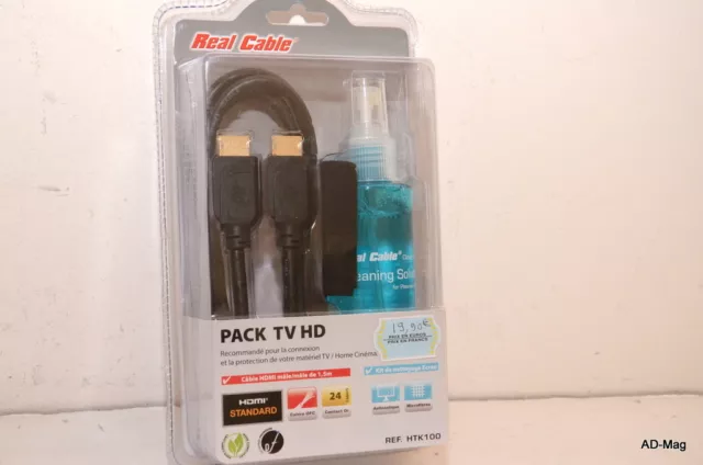 Kit Câble HDMI+Microfibre+Produit Antistatique - REAL CABLE - Pack TV HD - NEUF