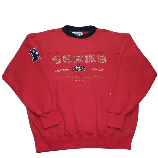 Felpa vintage Lee Sport San Francisco 49ers NFL Rosso Maglione Ricamato - L